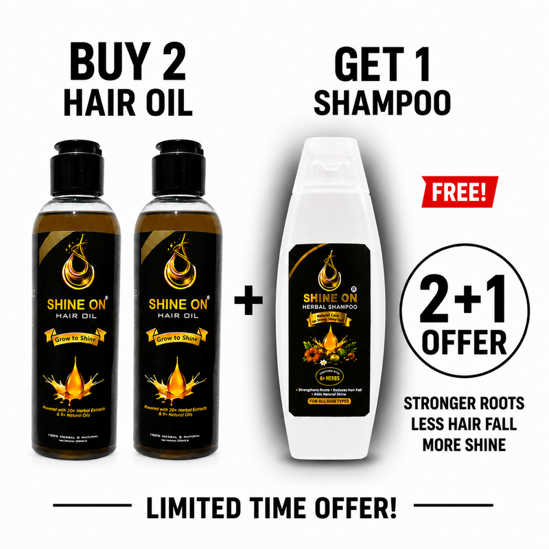 Buy 2 Shine On Hair Oils & Get 1 Herbal Shampoo FREE