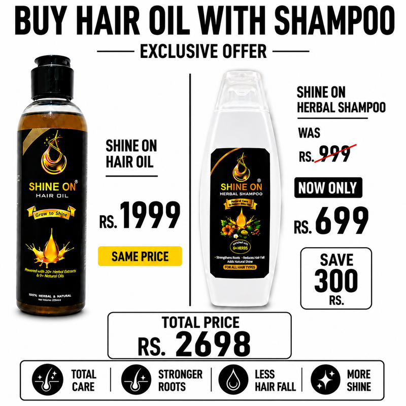 Shine On Hair Care Combo | Hair Oil + Herbal Shampoo